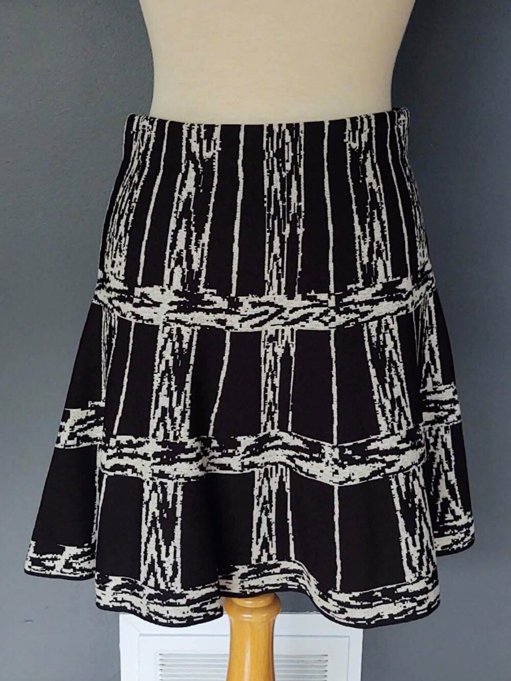 Black and white windowpane twirl skirt